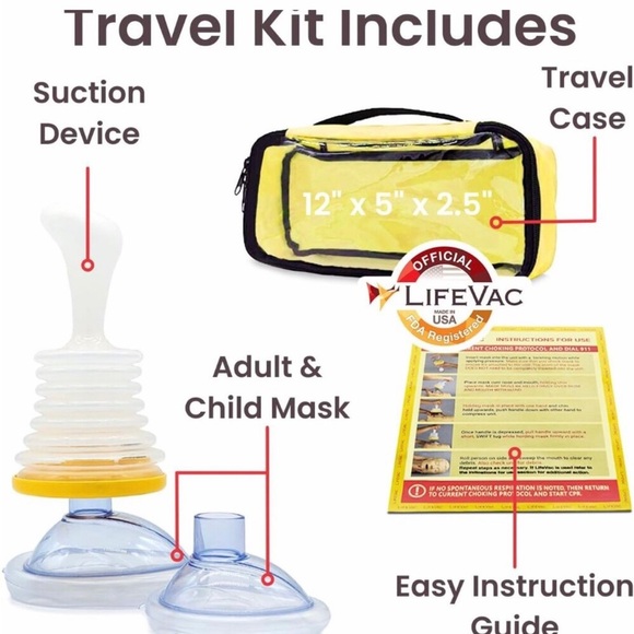LifeVac Yellow Travel Kit - Portable Suction Rescue Device, First Aid Kit for Ki - Picture 2 of 5